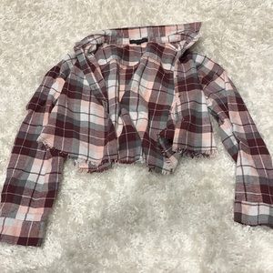 Cropped plaid button down